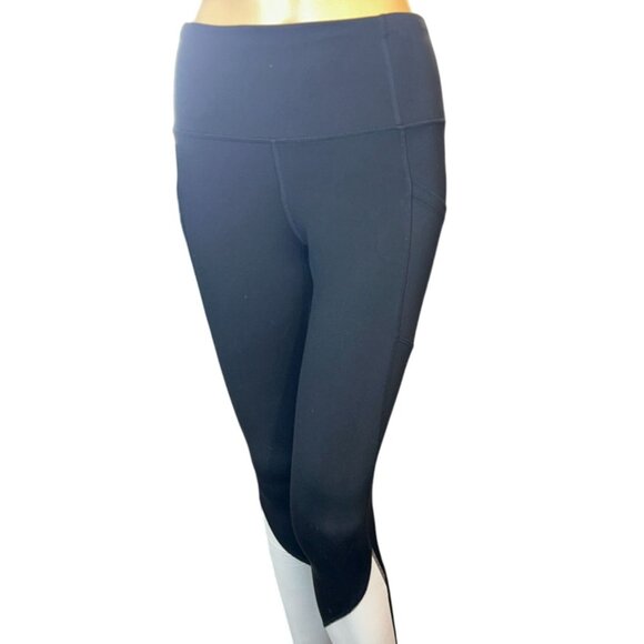 Champion Womens Colorblock Full Length Leggings Small White Black - Picture 2 of 9